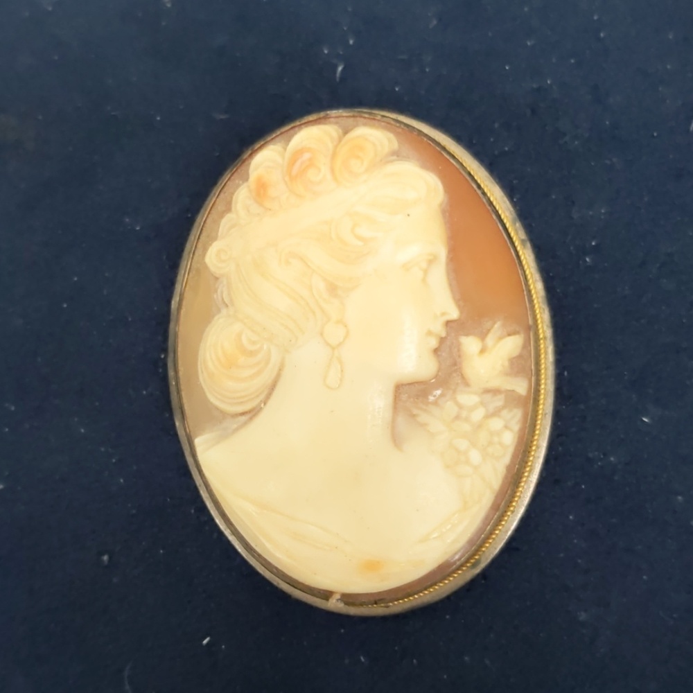 Large multi colored antique porcelain brooch